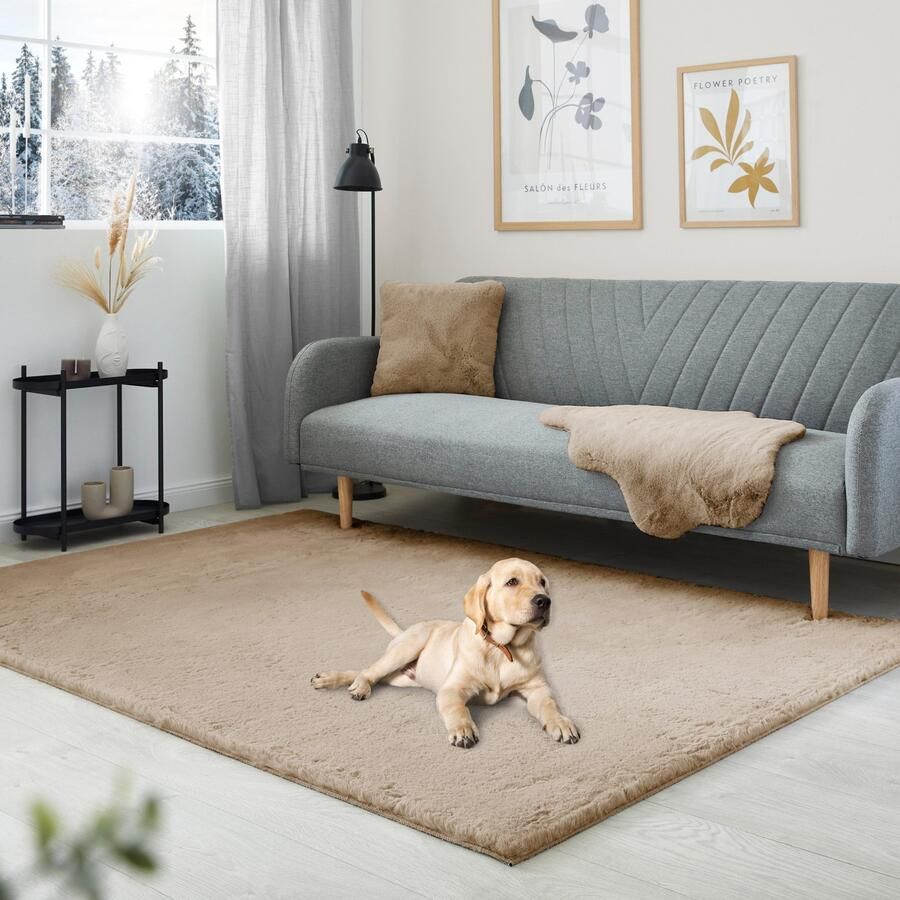 My home Hoogpolig vloerkleed Lugano Kunstbont effen kleuren zeer zacht en knuffelig - Foto 6