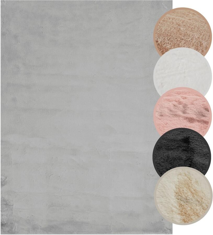 My home Hoogpolig vloerkleed Lugano Kunstbont effen kleuren zeer zacht en knuffelig - Foto 4