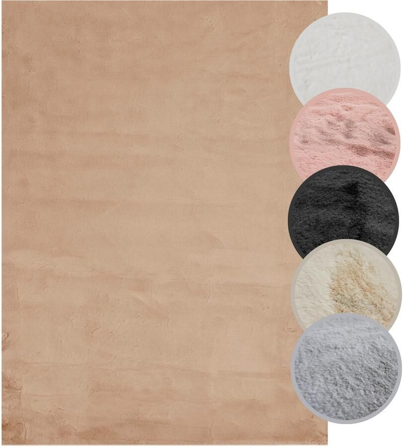 My home Hoogpolig vloerkleed Lugano Kunstbont effen kleuren zeer zacht en knuffelig - Foto 4