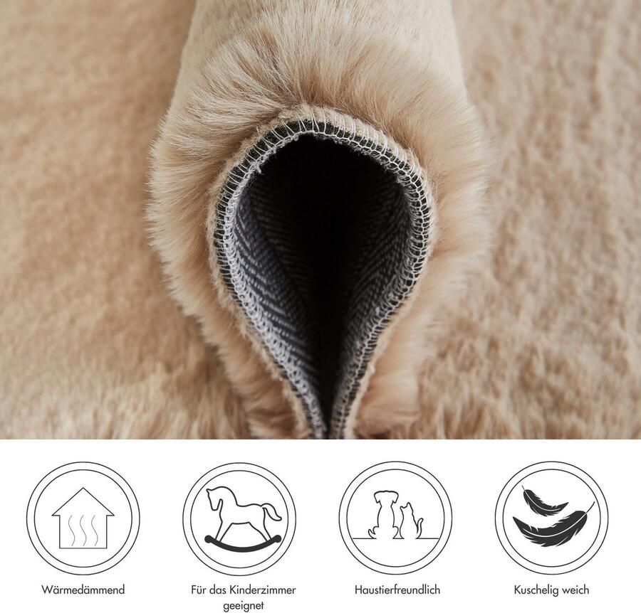 My home Hoogpolig vloerkleed Lugano Kunstbont effen kleuren zeer zacht en knuffelig - Foto 2