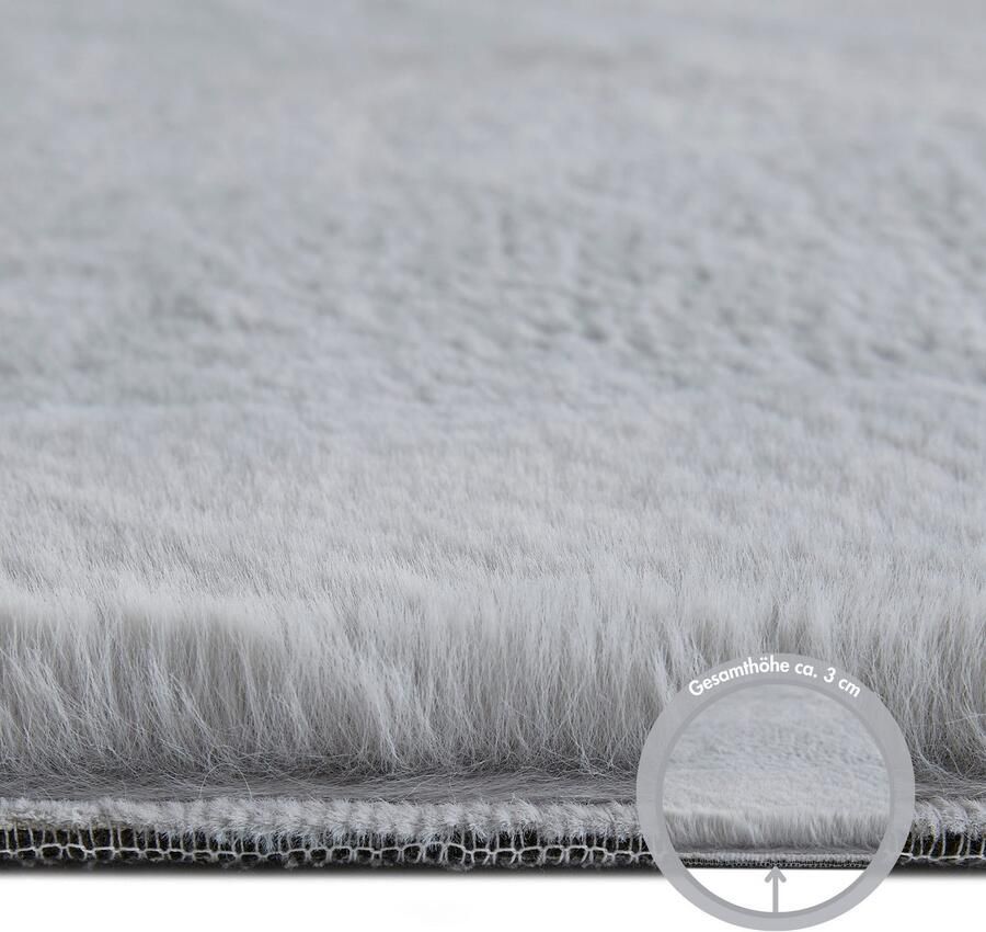 My home Hoogpolig vloerkleed Lugano Kunstbont effen kleuren zeer zacht en knuffelig - Foto 3