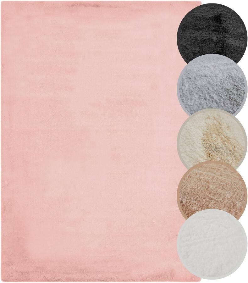 My home Hoogpolig vloerkleed Lugano Kunstbont effen kleuren zeer zacht en knuffelig - Foto 4