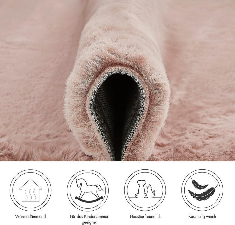 My home Hoogpolig vloerkleed Lugano Kunstbont effen kleuren zeer zacht en knuffelig - Foto 2