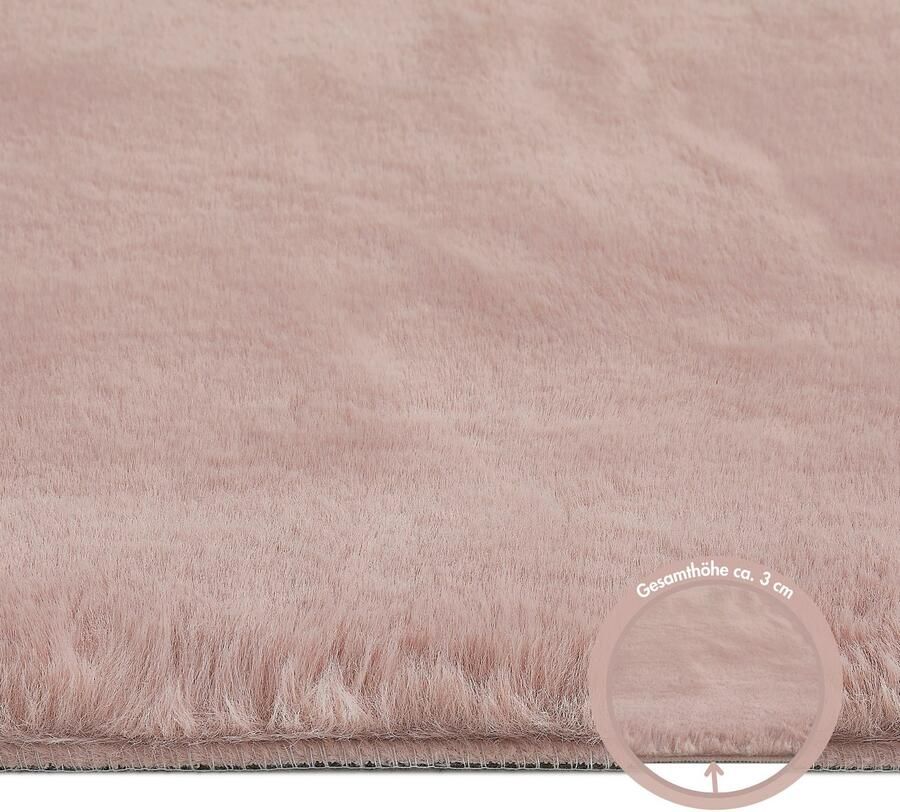 My home Hoogpolig vloerkleed Lugano Kunstbont effen kleuren zeer zacht en knuffelig - Foto 3