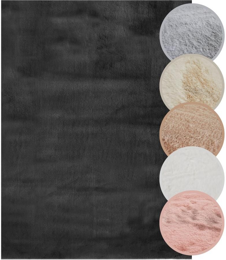 My home Hoogpolig vloerkleed Lugano Kunstbont effen kleuren zeer zacht en knuffelig - Foto 4