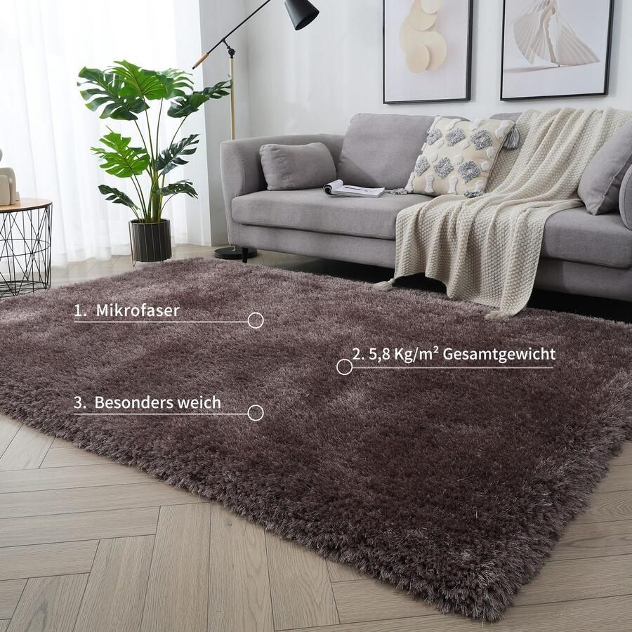 My home Hoogpolig vloerkleed Micro exclusieve tapijt zeer hoge pool zacht door microvezel - Foto 2