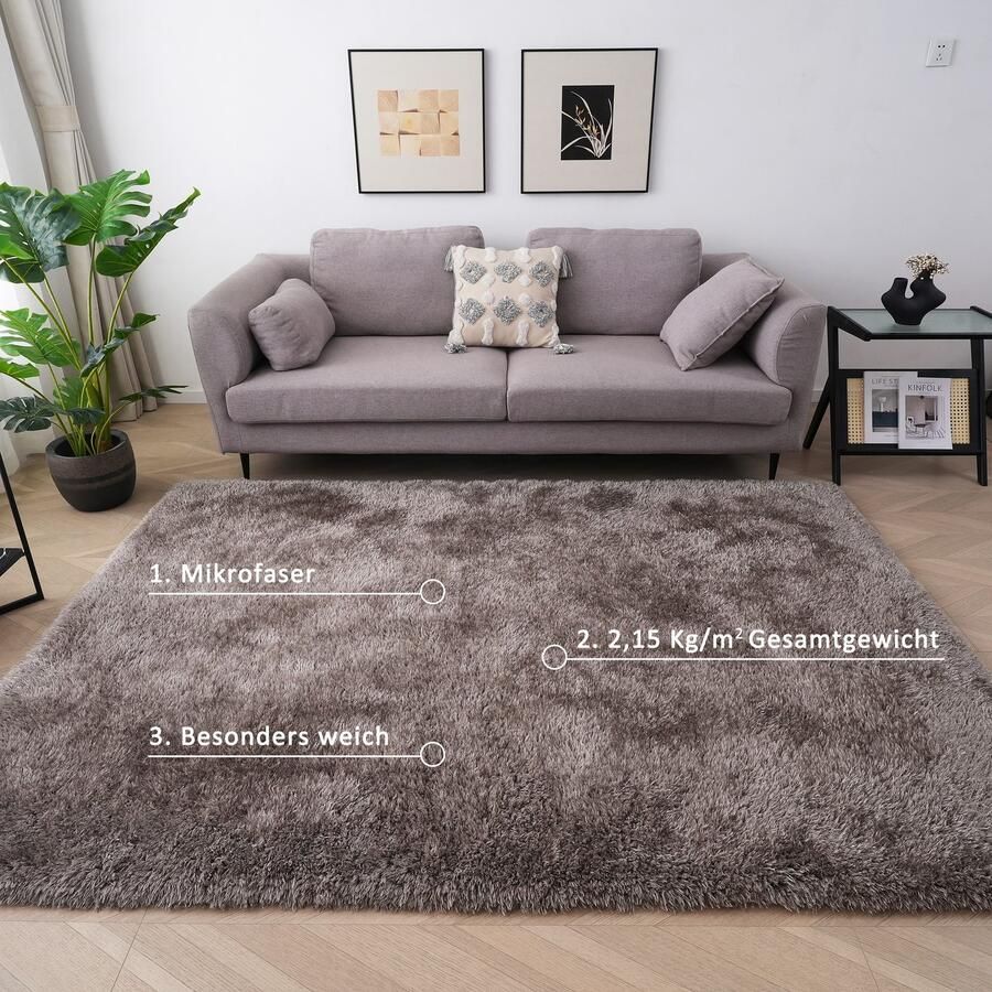 My home Hoogpolig vloerkleed Micro Shaggy van zachte microvezel zacht unikleuren woonkamer slaapkamer kinderkamer - Foto 4