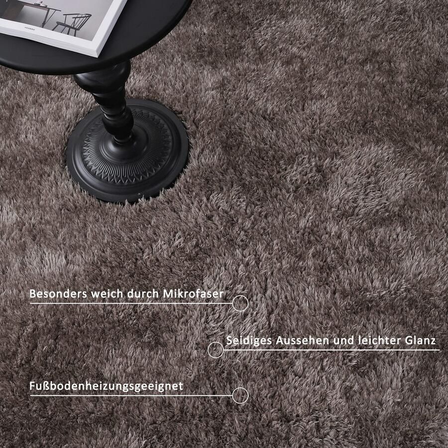 My home Hoogpolig vloerkleed Micro Shaggy van zachte microvezel zacht unikleuren woonkamer slaapkamer kinderkamer - Foto 5