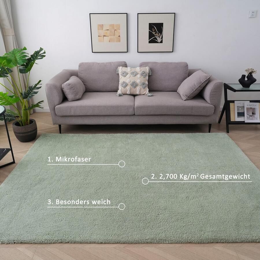 My home Hoogpolig vloerkleed Microvezeltapijt Magong bijzonder zacht zeer fijne pool uni woonkamer slaapkamer kinderkamer ook rond en als loper - Foto 7