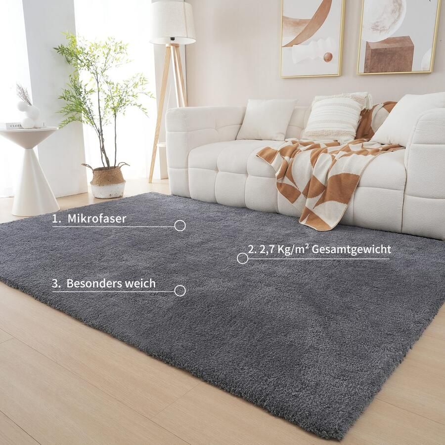 My home Hoogpolig vloerkleed Microvezeltapijt Magong bijzonder zacht zeer fijne pool uni woonkamer slaapkamer kinderkamer ook rond en als loper - Foto 6