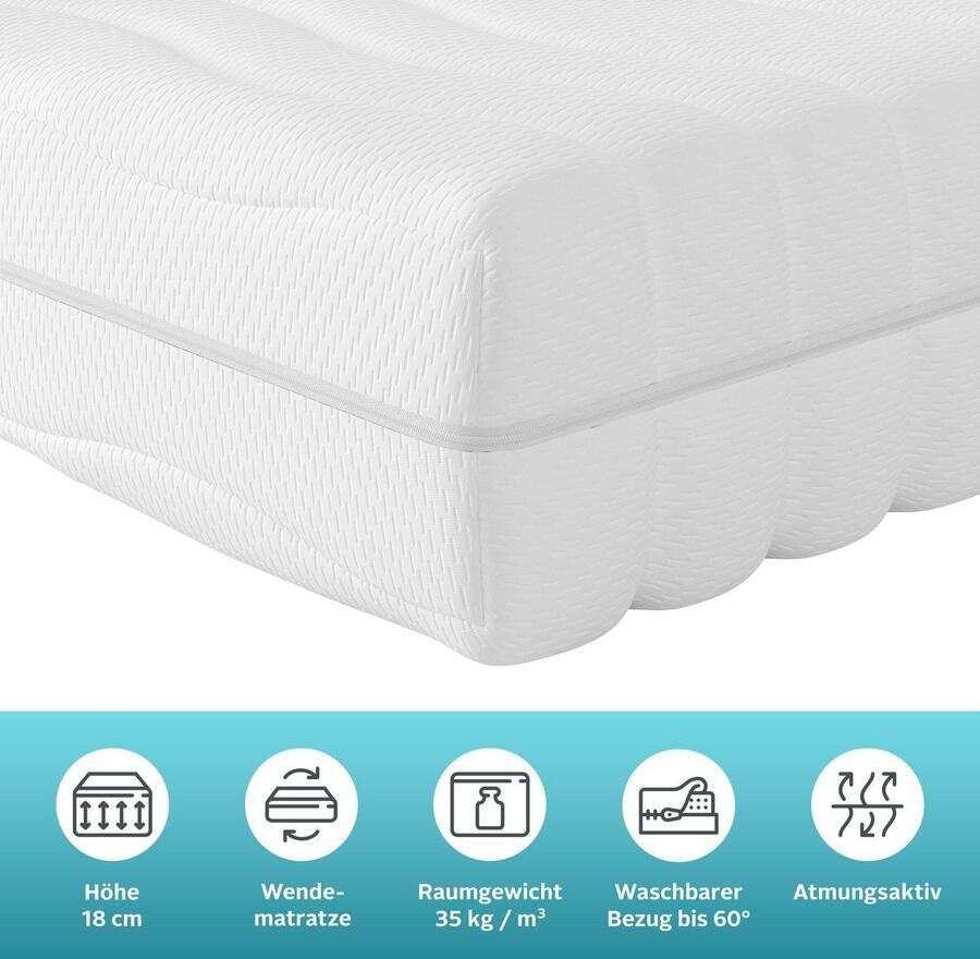 My home Koudschuimmatras Thore 7-zones matras 90x200 cm 100x200 cm & andere maten Matras H2 H3 ergonomisch ademend geschikt voor allergieën hoogte 18 cm - Foto 2