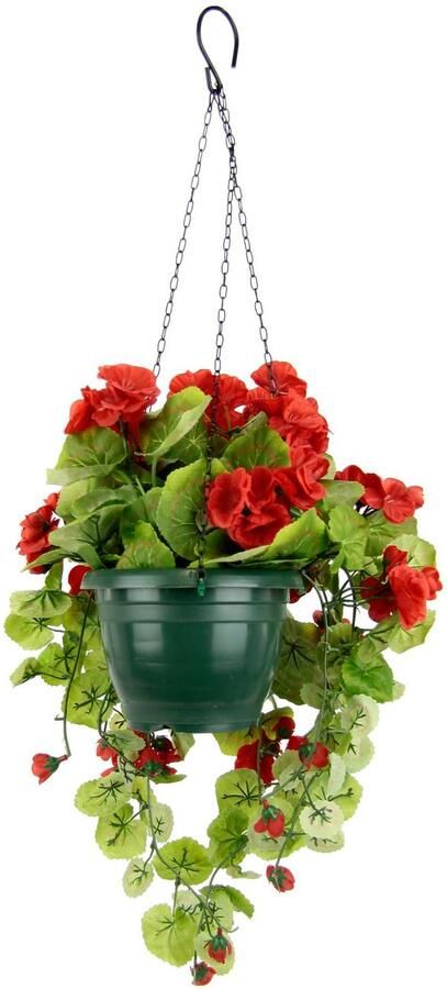 My home Kunstbloem Geranium In pot met plantenhanger kunstgeraniums (1 stuk) - Foto 2
