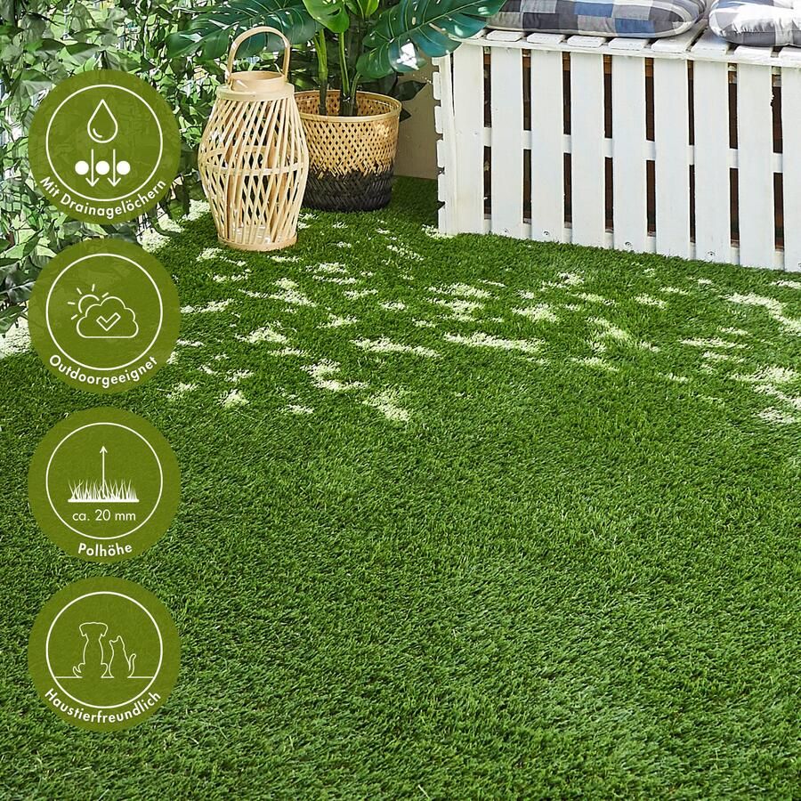 My home Kunstgras Havanna voor balkon & terras realistische graslook met drainagegaten - Foto 6