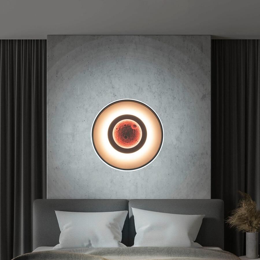 My home Led-plafondlamp Lyra Maan (maanstructuur) incl. CCT RGB geheugen nachtlamp afstandsbediening (1 stuk) - Foto 2