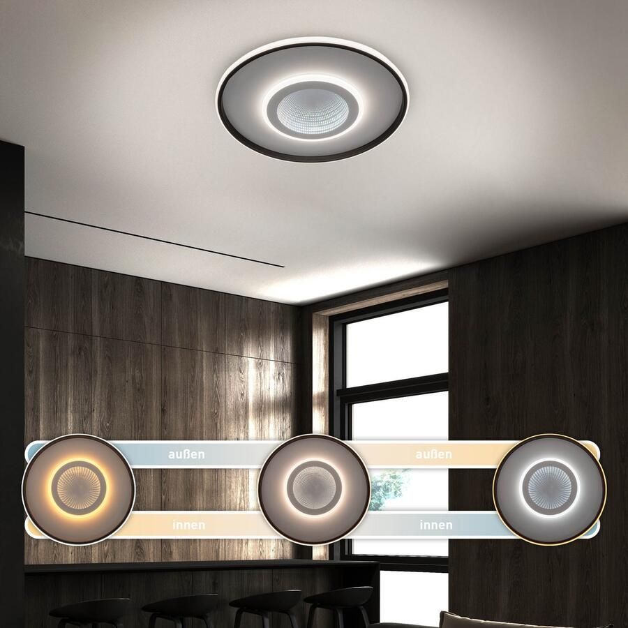 My home Led-plafondlamp Mona plafondlamp met Infinity 3D effect D: 50 cm dimbaar incl. geheugen CCT afstandsbediening 40W Tunnel Mirror (1 stuk)