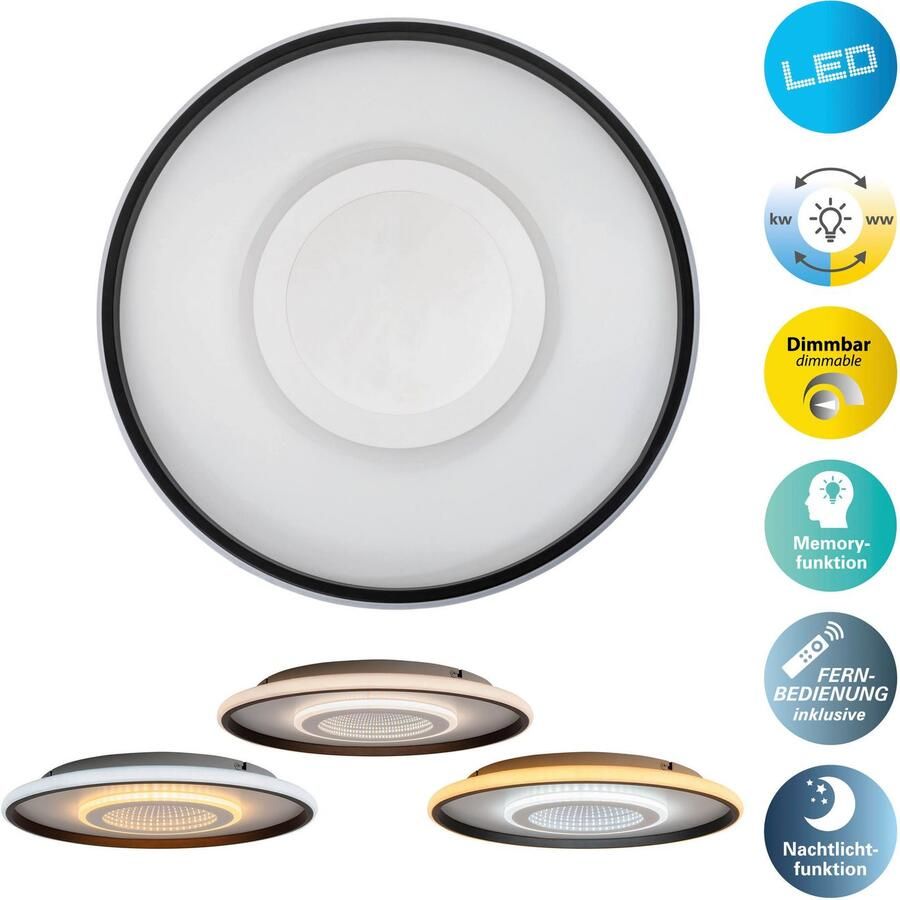 My home Led-plafondlamp Mona plafondlamp met Infinity 3D effect D: 50 cm dimbaar incl. geheugen CCT afstandsbediening 40W Tunnel Mirror (1 stuk) - Foto 6