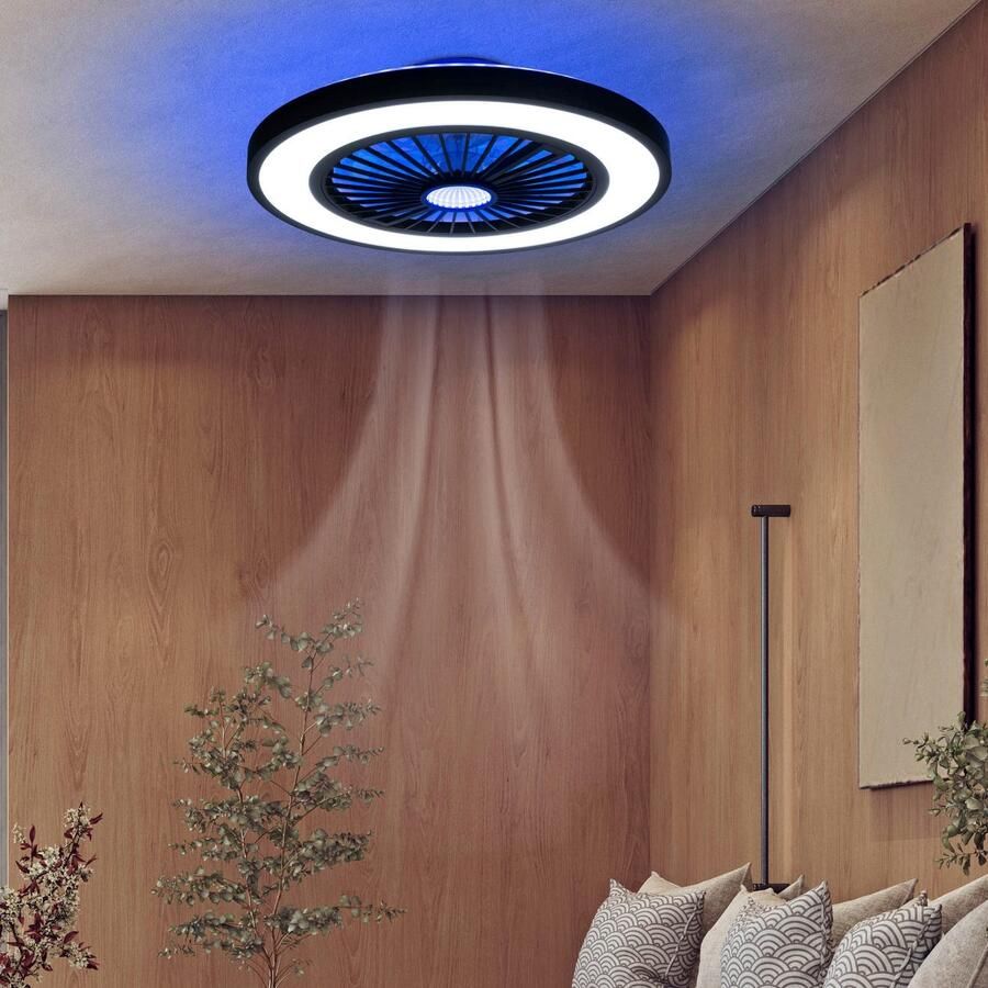 My home Led-plafondlamp Yuri plafondventilator Plafondlamp ventilator RGB-backlight (1 stuk)