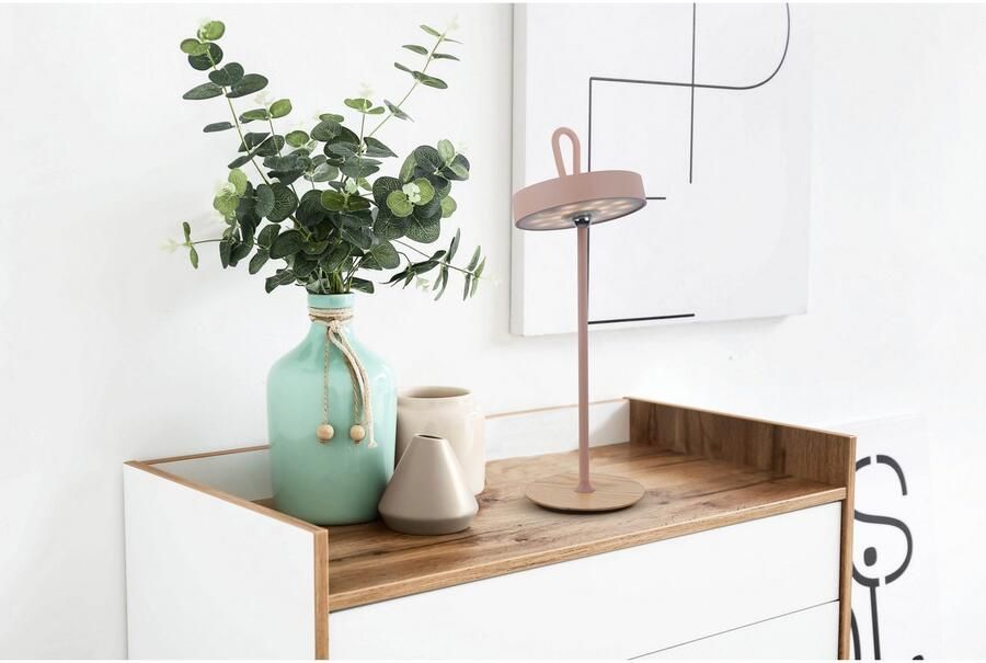 My home Led-tafellamp Charmont met houten voet afneembare hoofdkant als hanglamp te gebruiken oplaadbaar incl. accu + usb-kabel hoofdeinde magnetisch afneembaar hout (1 stuk) - Foto 7