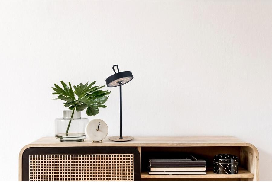 My home Led-tafellamp Charmont met houten voet afneembare hoofdkant als hanglamp te gebruiken oplaadbaar incl. accu + usb-kabel hoofdeinde magnetisch afneembaar hout (1 stuk) - Foto 3