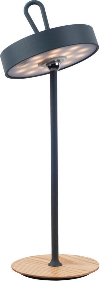 My home Led-tafellamp Charmont met houten voet afneembare hoofdkant als hanglamp te gebruiken oplaadbaar incl. accu + usb-kabel hoofdeinde magnetisch afneembaar hout (1 stuk) - Foto 4