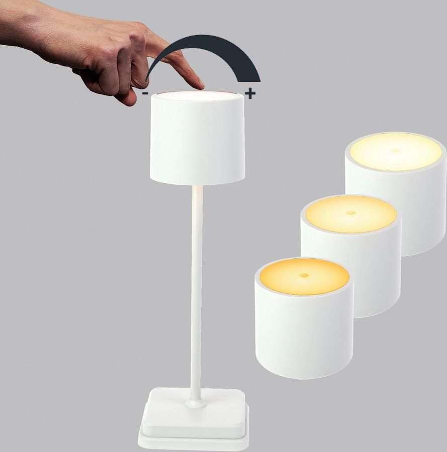 My home Led-tafellamp Lenn mobiele-accu-tafellamp CCT-kleurtemperatuurregeling aanraakfunctie IP54 traploos dimbaar (1 stuk)