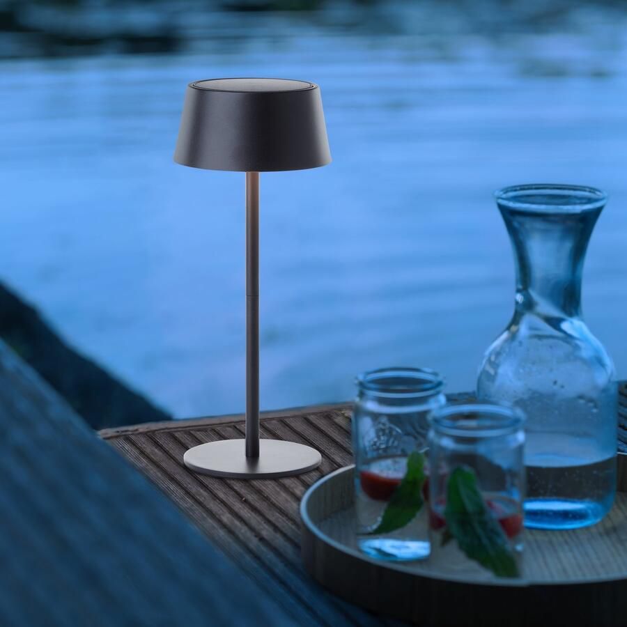 My home Led-tafellamp voor buiten Ocki tafellamp met zonne-energie en accu LED solar 4 W 300 lm 3000 K dimbaar USB oplaadbaar binnen & buiten (1 stuk) - Foto 4