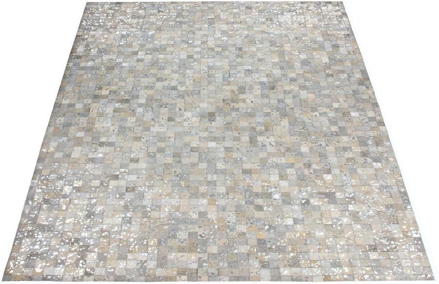 Kayoom Leren vloerkleed Rocket 110 vacht tapijt Patchwork echt leer individuele unieke stukken metallic applicaties - Foto 5