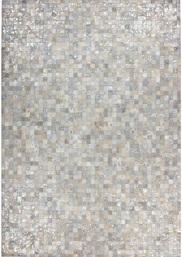 Kayoom Leren vloerkleed Rocket 110 vacht tapijt Patchwork echt leer individuele unieke stukken metallic applicaties - Foto 2