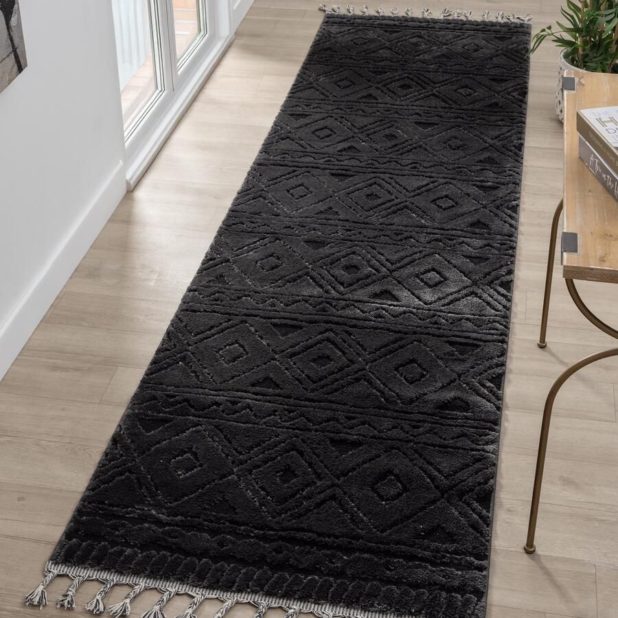 My home Loper Bonvo 80x300 cm met franjes hoog-laagstructuur woonkamer slaapkamer - Foto 3