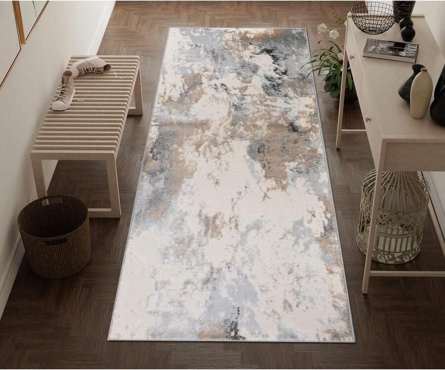 My home Loper HAMAR zachte haptiek marmer-uiterlijk modern design woonkamer - Foto 4