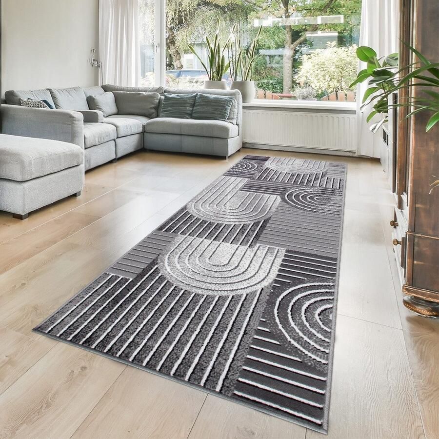 My home Loper Lyssandra 3d-effect zachte korte pool onderhoudsvriendelijk lichte glans scandi-look