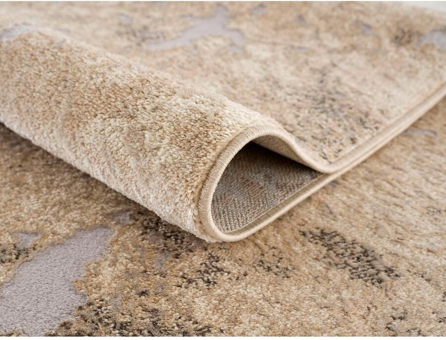 My home Loper Marmer Tapijt in moderne marmerlook hoog-laag effect vlak effen kleur - Foto 5