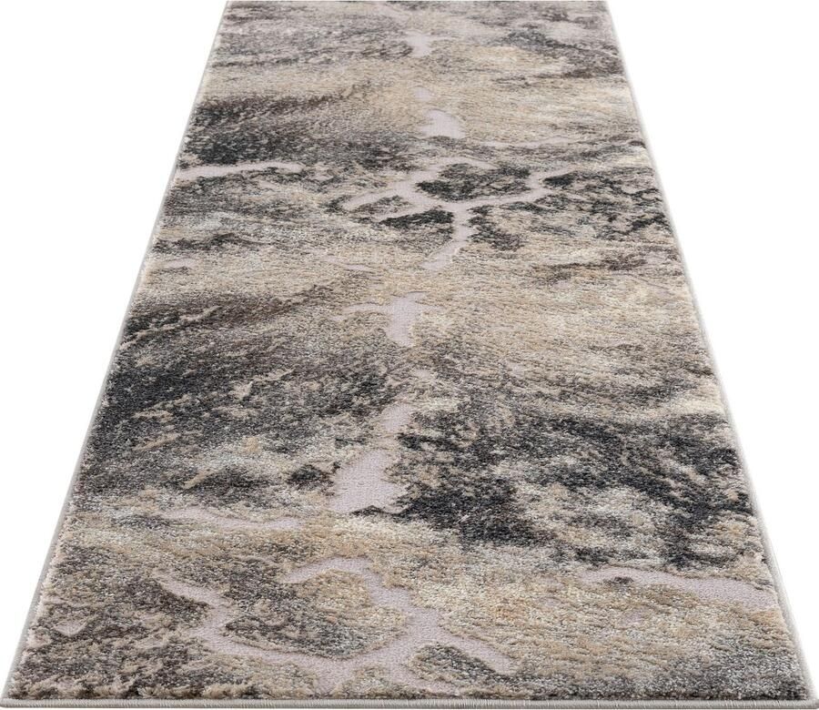 My home Loper Marmer Tapijt in moderne marmerlook hoog-laag effect vlak effen kleur - Foto 3