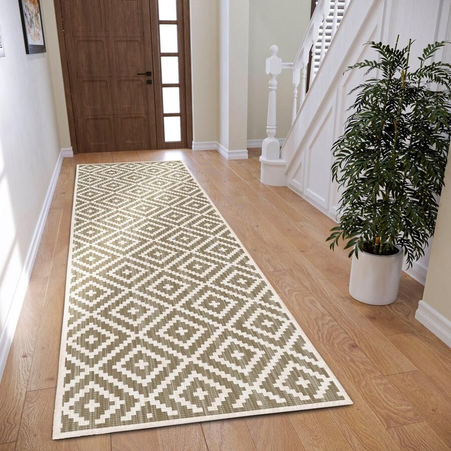 My home Loper Ronda tweezijdig te gebruiken kleed Sisal-look platweefsel in- en outdoor geometrisch boho design