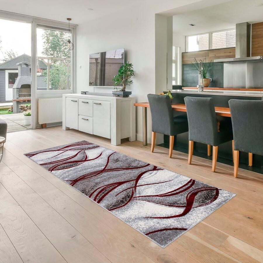 My home Loper Tritom met bijzonder zachte pool kortpolig modern golvenmotief