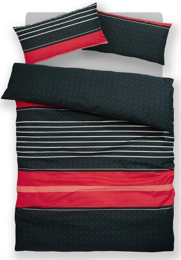 My home Overtrekset Circle Dekbedovertrek van katoen met streepdesign moderne dekbedovertrek (2-delig) - Foto 3