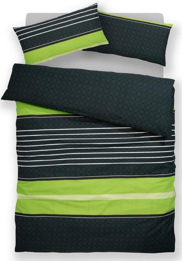 My home Overtrekset Circle Dekbedovertrek van katoen met streepdesign moderne dekbedovertrek (2-delig) - Foto 3