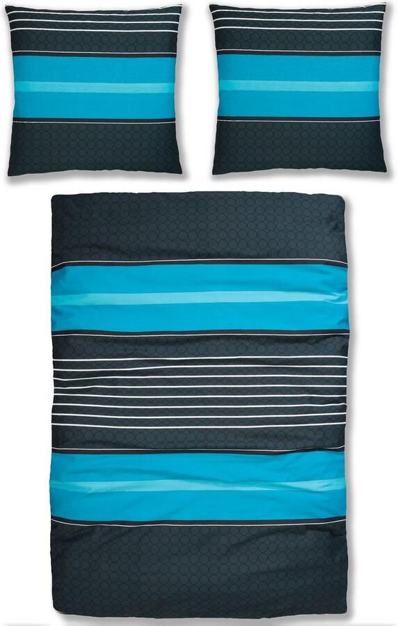 My home Overtrekset Circle Dekbedovertrek van katoen met streepdesign moderne dekbedovertrek (2-delig) - Foto 4