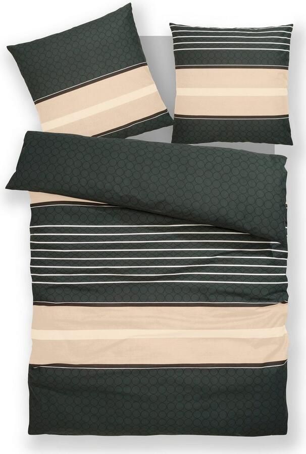 My home Overtrekset Circle Dekbedovertrek van katoen met streepdesign moderne dekbedovertrek (2-delig) - Foto 4