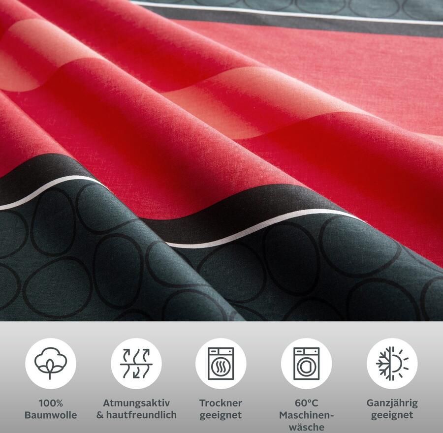 My home Overtrekset Circle Dekbedovertrek van katoen met streepdesign moderne dekbedovertrek (2-delig) - Foto 2