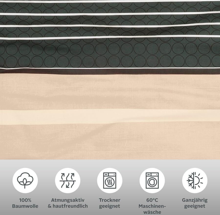 My home Overtrekset Circle Dekbedovertrek van katoen met streepdesign moderne dekbedovertrek (2-delig) - Foto 2