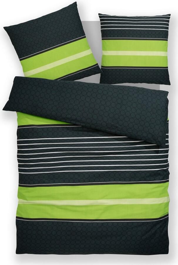 My home Overtrekset Circle Dekbedovertrek van katoen met streepdesign moderne dekbedovertrek (2-delig) - Foto 4