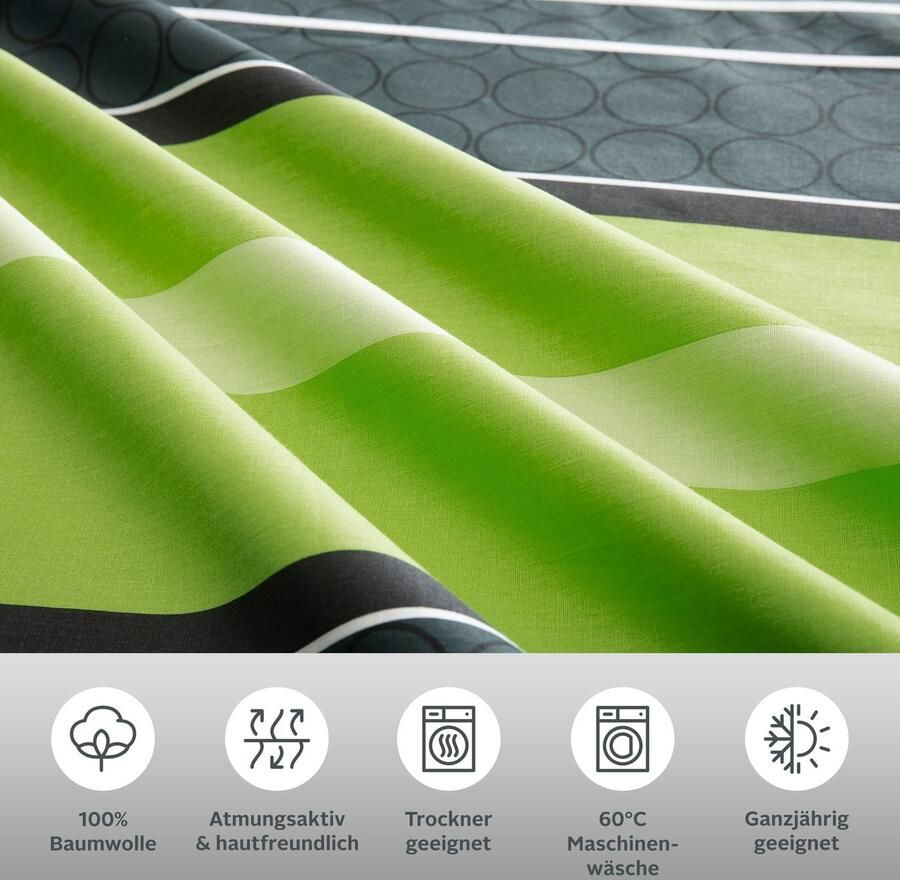 My home Overtrekset Circle Dekbedovertrek van katoen met streepdesign moderne dekbedovertrek (2-delig) - Foto 2