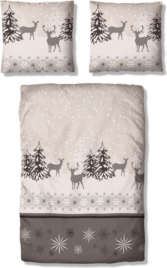 My home Overtrekset Venua in mt. 135x200 of 155x220 cm Winterbeddengoed kerstdekbedovertrek (2-delig) - Foto 4