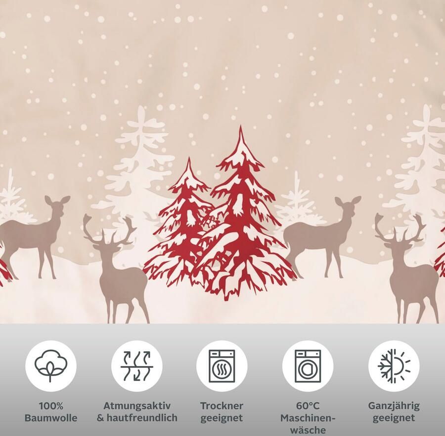 My home Overtrekset Venua in mt. 135x200 of 155x220 cm Winterbeddengoed kerstdekbedovertrek (2-delig) - Foto 2