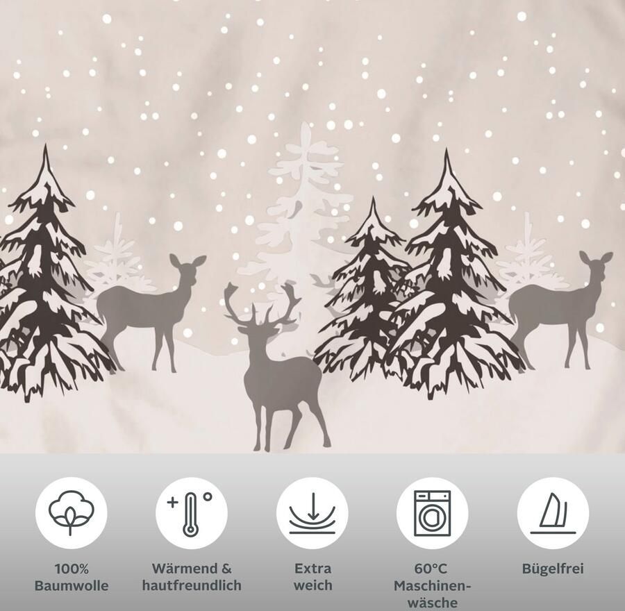 My home Overtrekset Venua in mt. 135x200 of 155x220 cm Winterbeddengoed kerstdekbedovertrek (2-delig) - Foto 3