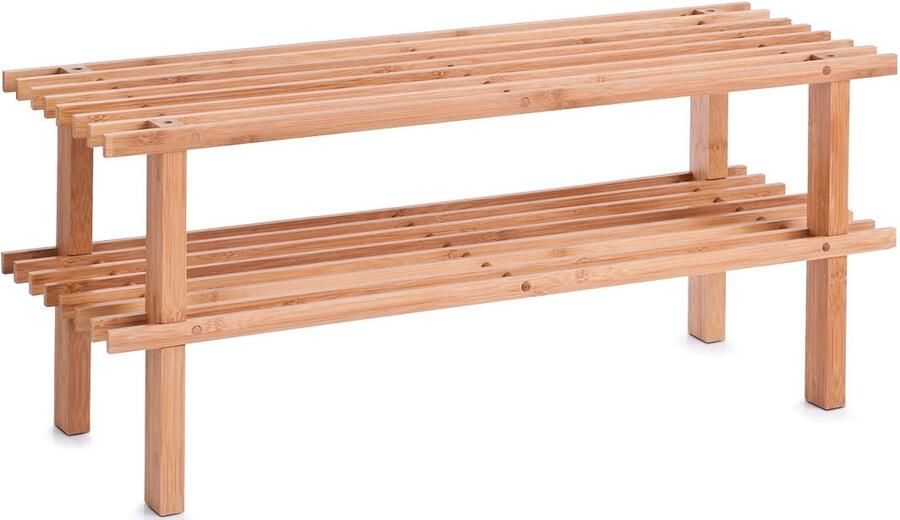 Zeller Bamboe houten schoenenrek schoenenstandaard 2-laags 70 x 26 x 30 cm Schoenen opbergen - Foto 3