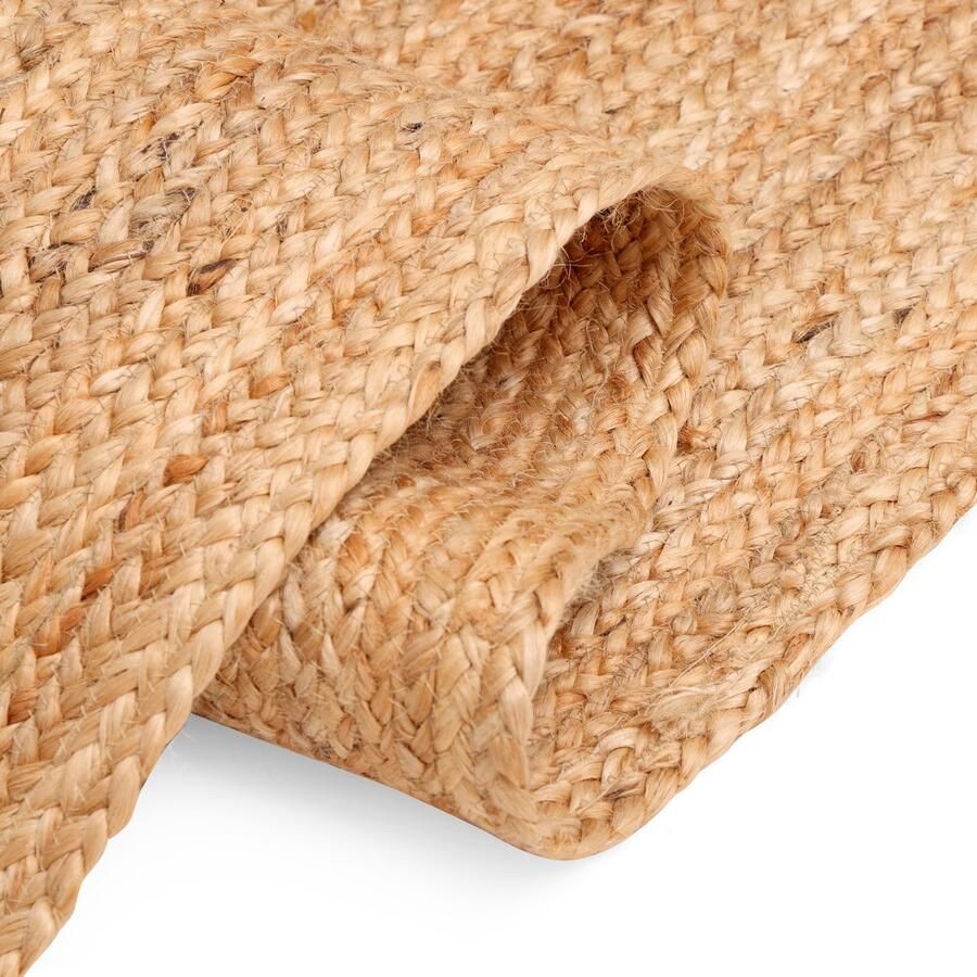 My home Set slaapkamerkleedjes Bjarka gemêleerd 100% jute handgeweven ook als loper en in rond verkrijgbaar