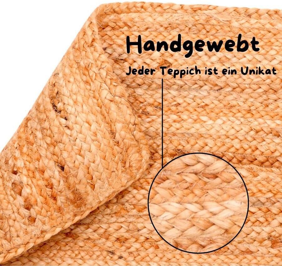 My home Set slaapkamerkleedjes Bjarka gemêleerd 100% jute handgeweven ook als loper en in rond verkrijgbaar - Foto 5