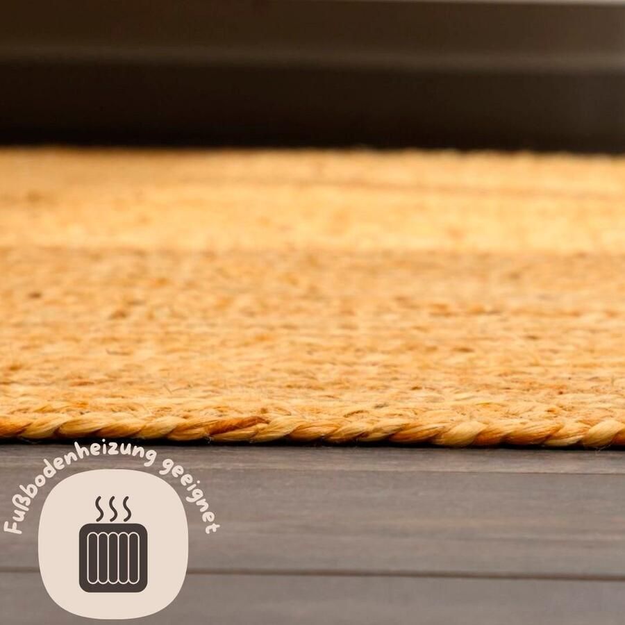 My home Set slaapkamerkleedjes Bjarka gemêleerd 100% jute handgeweven ook als loper en in rond verkrijgbaar - Foto 2